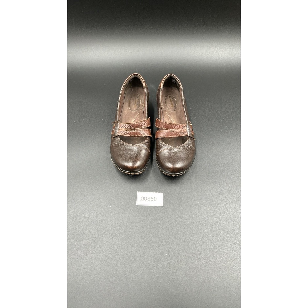 Clarks Bendables Women's Brown Leather Mary Jane Wedge Shoes Size 7M